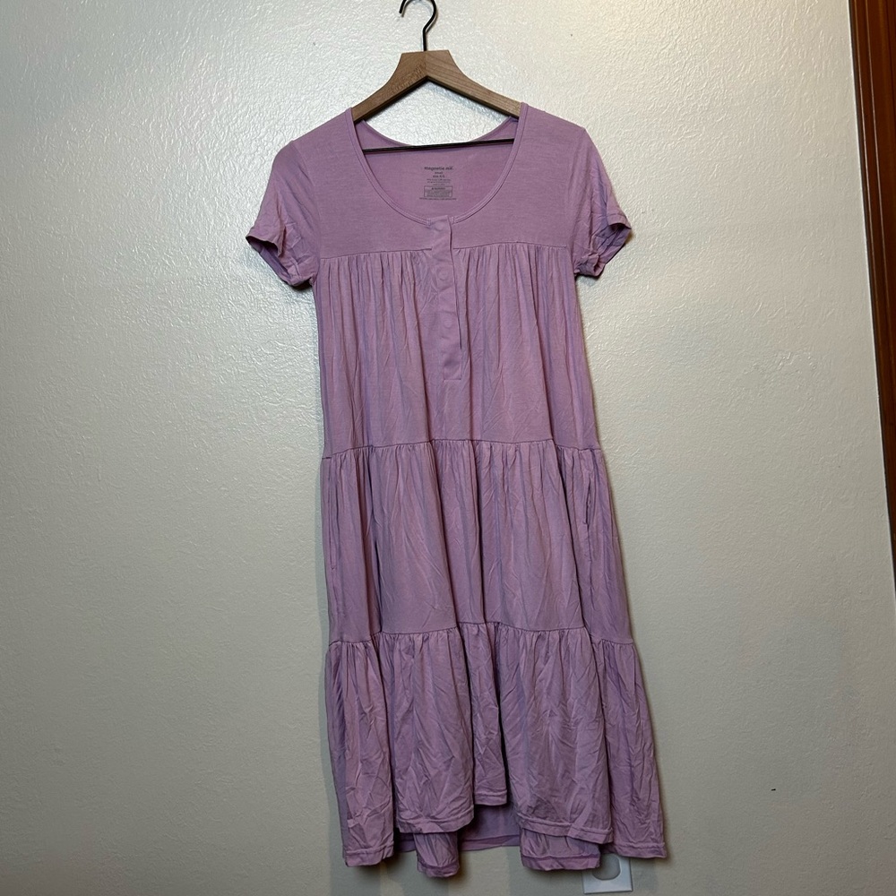 Magnetic Me Modal Tiered Midi Nursing Dress With Pockets